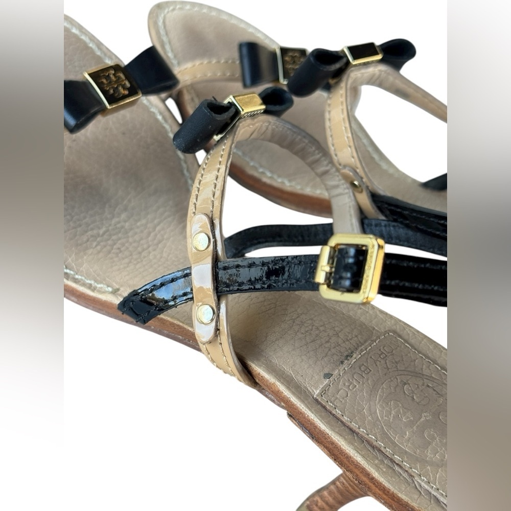 TORY BURCH KAILEY Tan Black Patent
Leather Heels - Picture 8 of 12